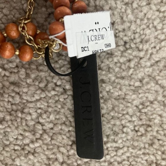 Pom pom navy blue + orange necklace J Crew - Picture 3 of 5